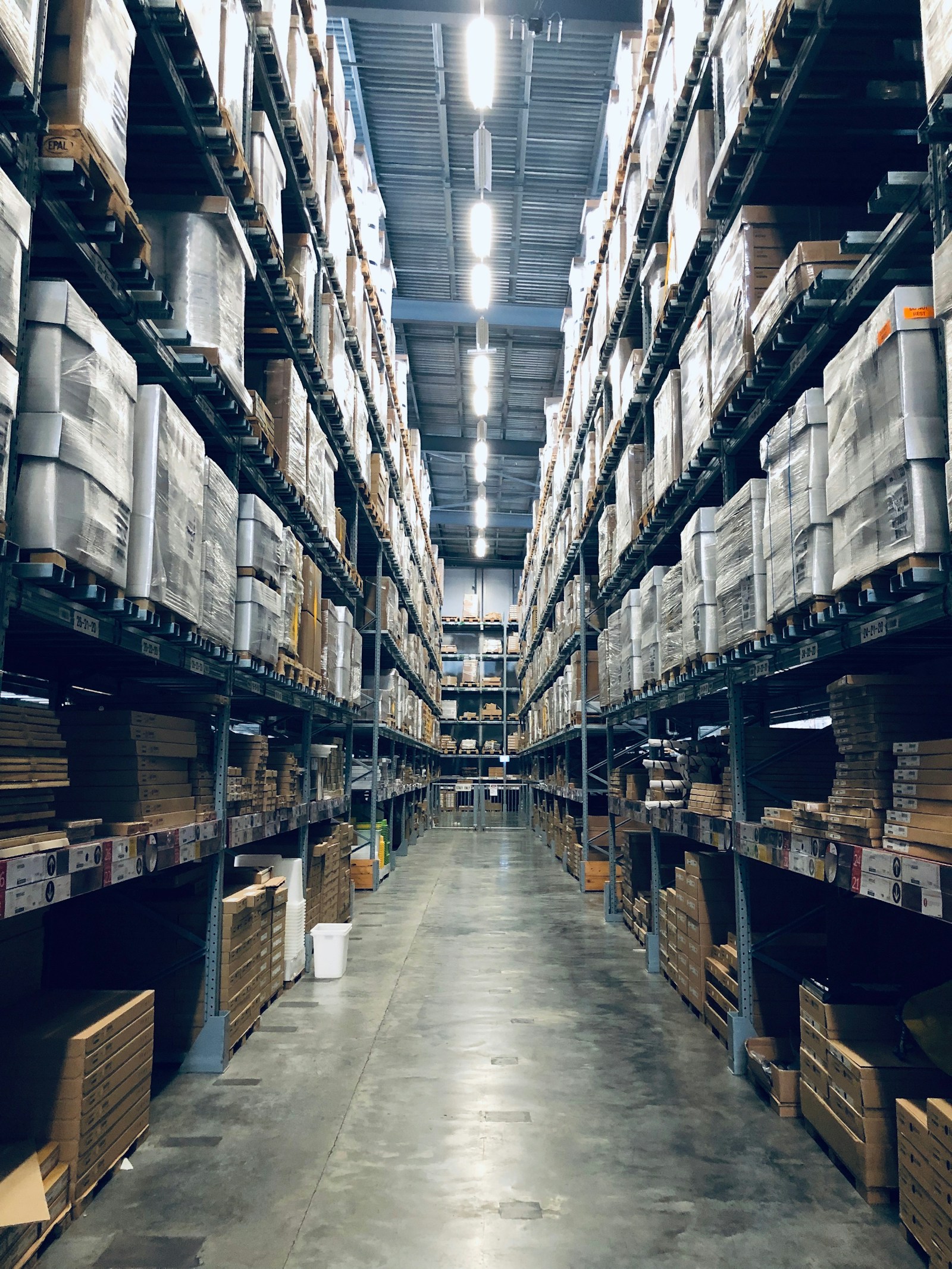 Organized warehouse prepared for wholesale distribution